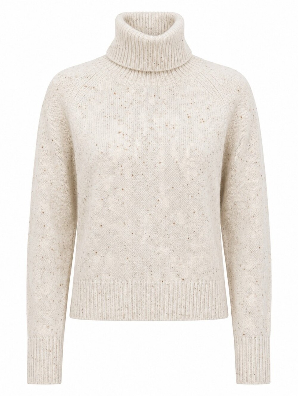 Cream Speckled Turtleneck Sweater
